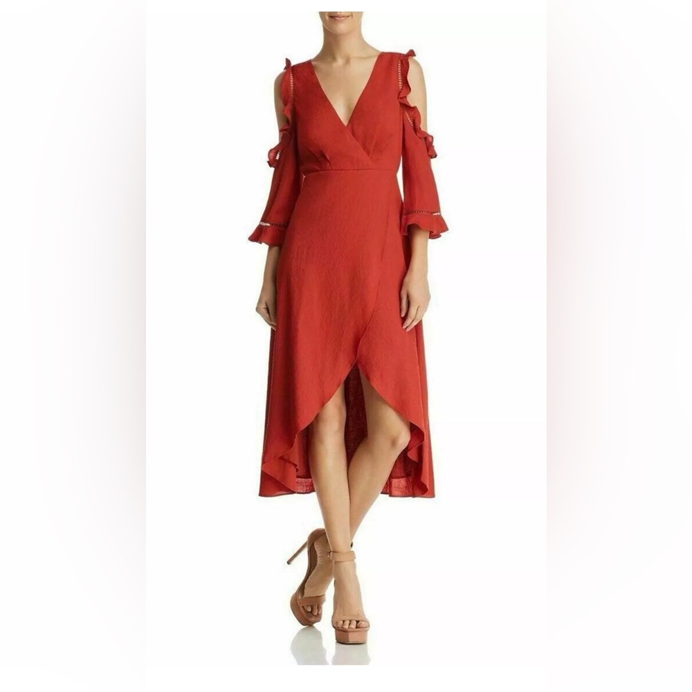 NWT - Aqua Cold Shoulder Dress High-Low Hem Rust Color Size XS RTL $88